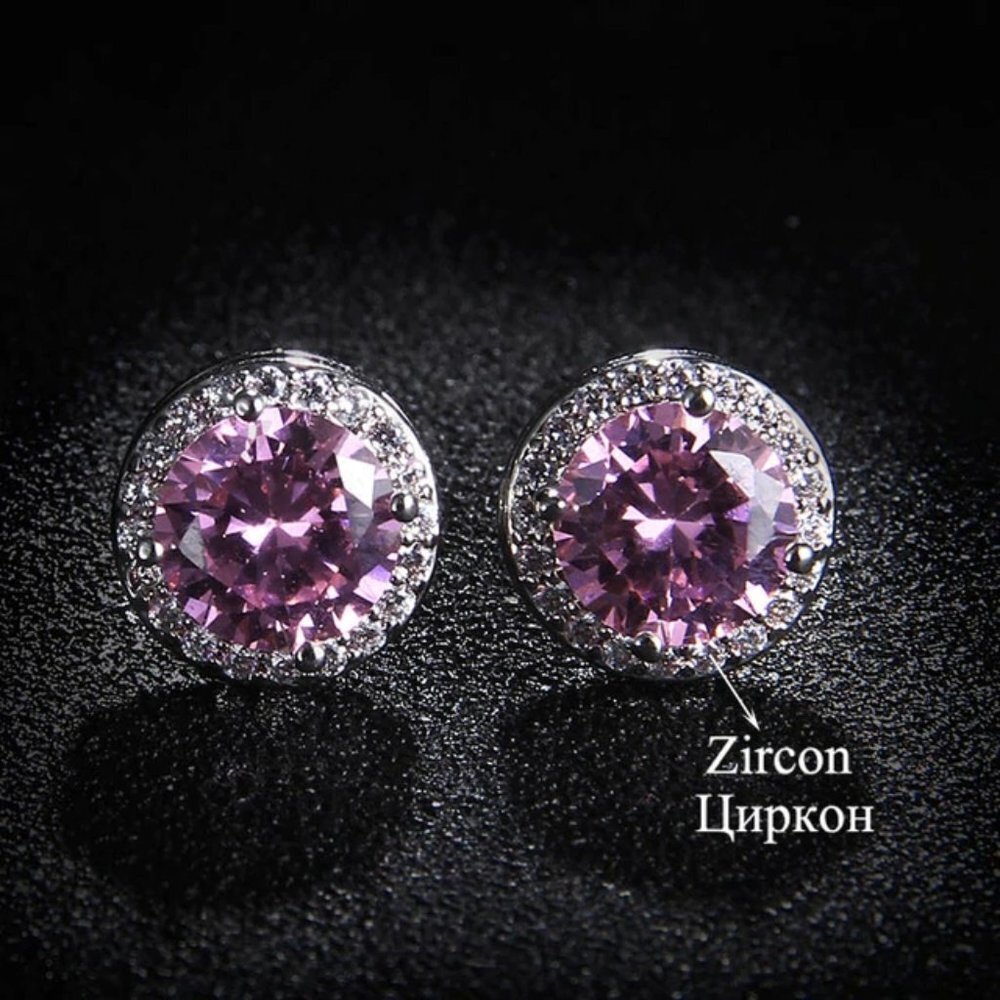 💎928 Silver Plated CZ Classic Stud Earrings for Women, UNVN12445